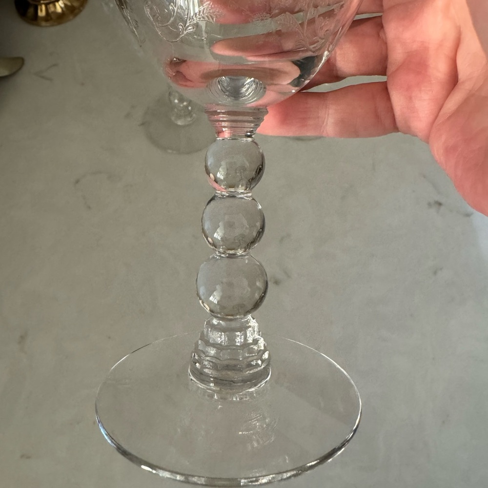 Duncan&Miller First Love Wine Goblet 6 3/4” Vintage Floral Etched Set of 3 - Picture 7 of 10